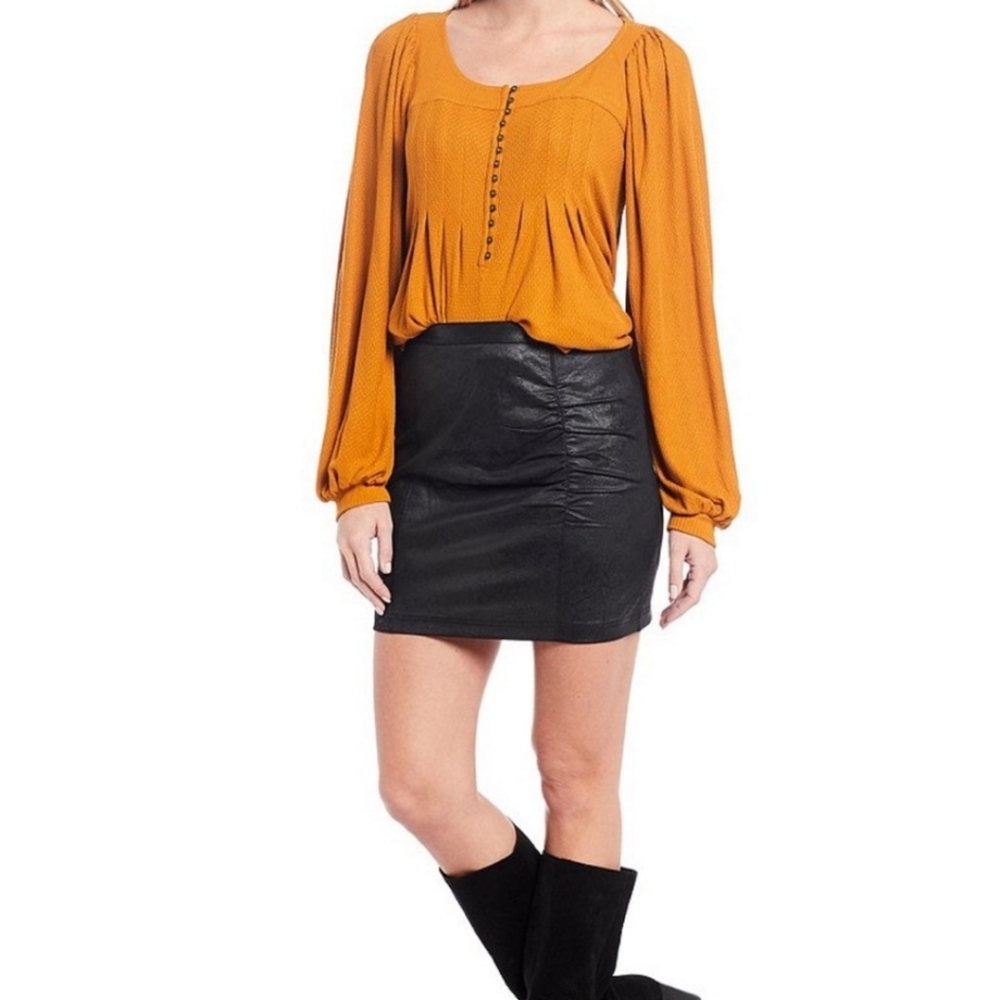 Free People Devin Henley texture knit blouse women's size medium